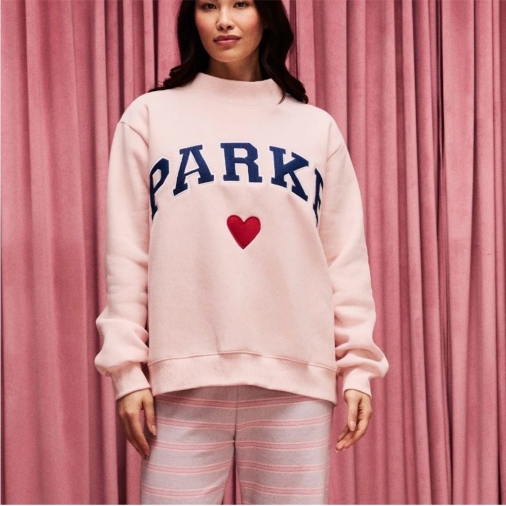 Parke Peony Heart Varsity Mockneck Large / Xl New